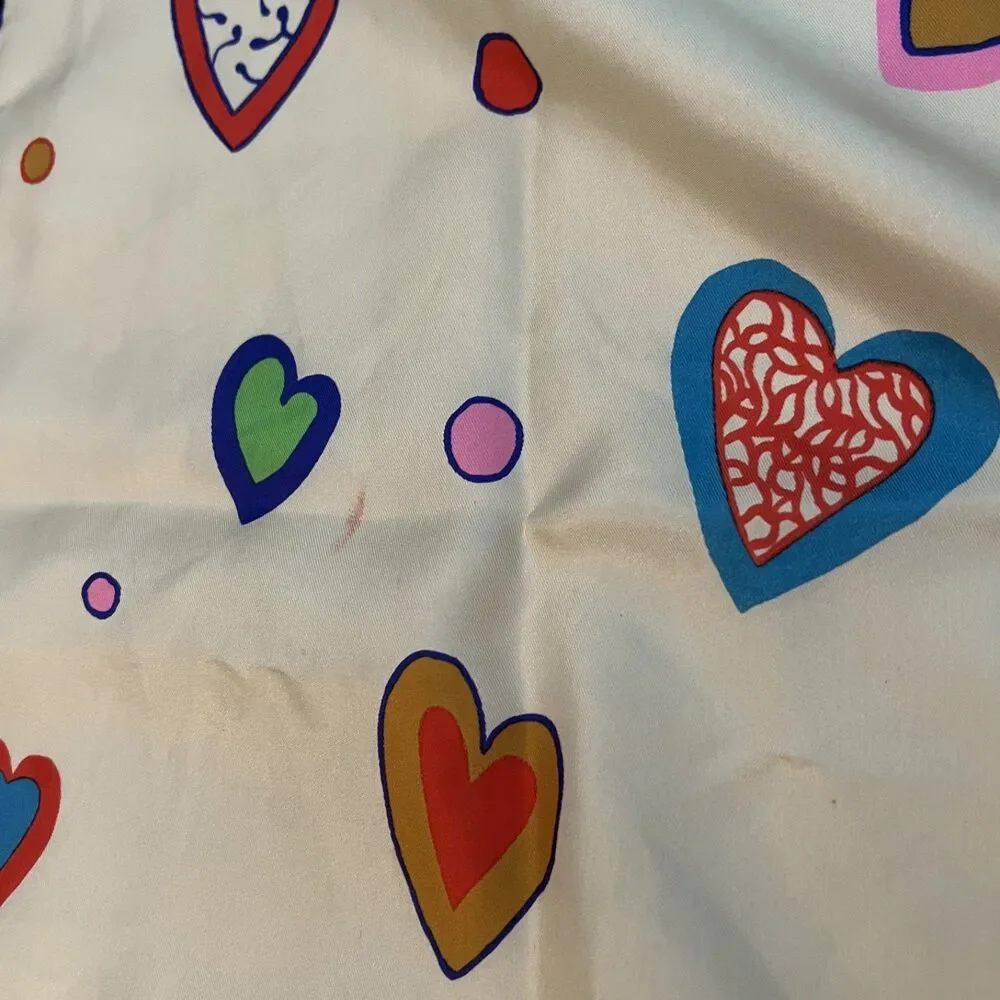 Vintage Niki de Saint Phalle Serpent & Hearts Pure Silk Scarf Made Italy Signed